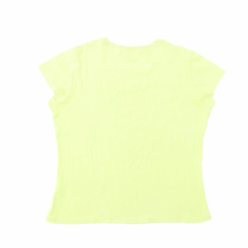Marks and Spencer Womens Green Cotton Basic T-Shirt Size 16 Crew Neck