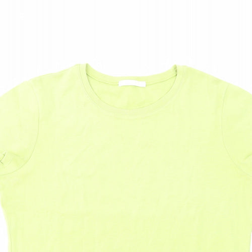 Marks and Spencer Womens Green Cotton Basic T-Shirt Size 16 Crew Neck
