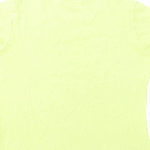 Marks and Spencer Womens Green Cotton Basic T-Shirt Size 16 Crew Neck