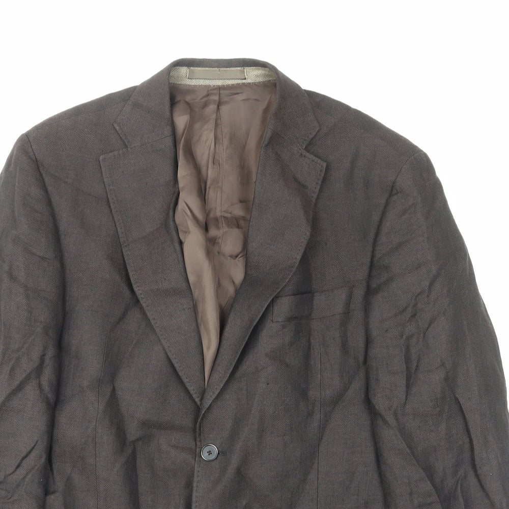 Marks and Spencer Mens Brown Linen Jacket Suit Jacket Size 42 Regular