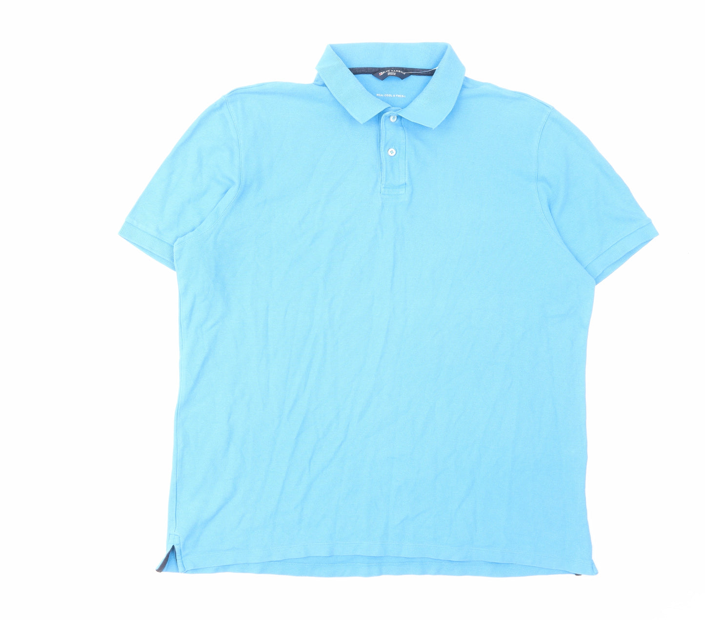 Blue Harbour Mens Blue Cotton Polo Size XL Collared Button
