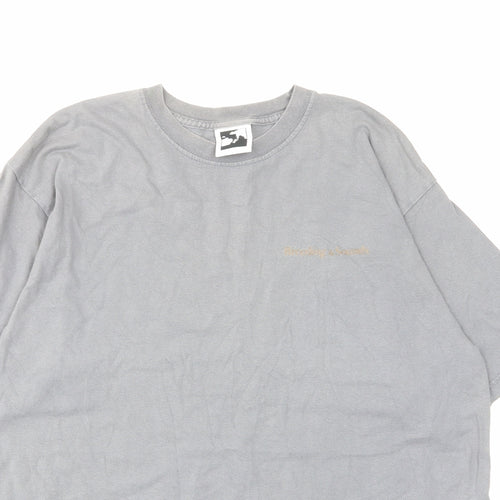 swampbreed Mens Grey Cotton T-Shirt Size M Crew Neck