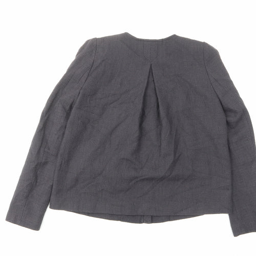 H&M Womens Blue Jacket Size 6 Zip - Zips, Pleated back