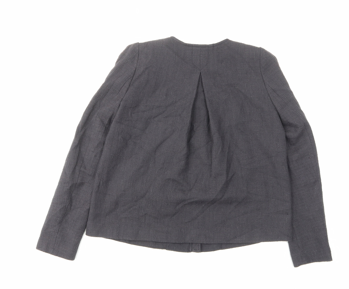 H&M Womens Blue Jacket Size 6 Zip - Zips, Pleated back