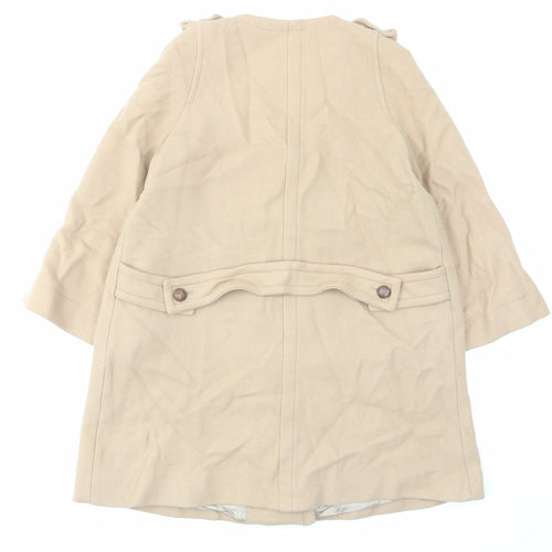 Zara Womens Beige Overcoat Coat Size S Button - Bows, Pockets