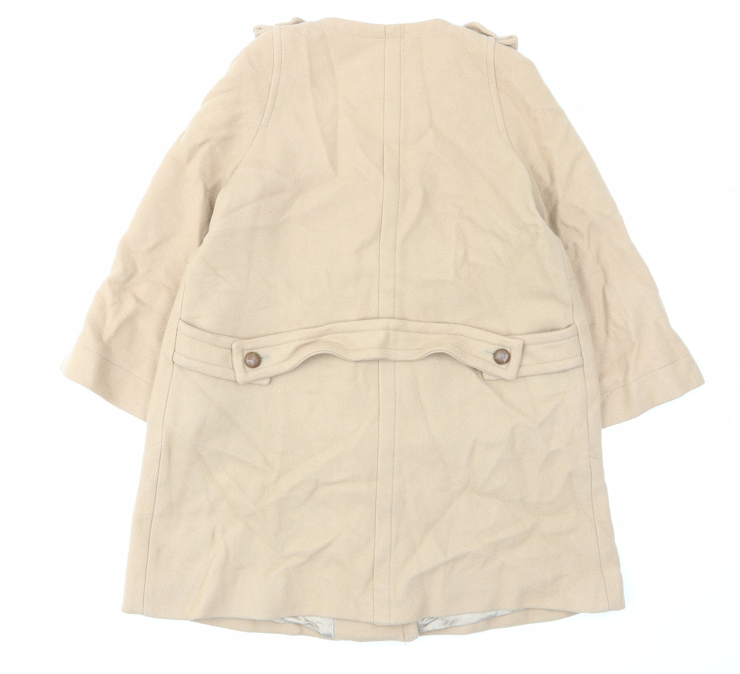 Zara Womens Beige Overcoat Coat Size S Button - Bows, Pockets