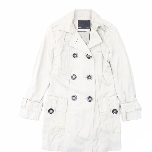 Zara Womens Beige Military Jacket Jacket Size S Button - Pockets