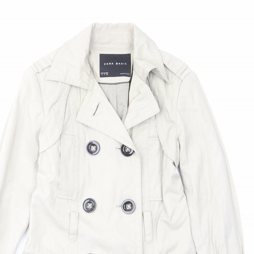 Zara Womens Beige Military Jacket Jacket Size S Button - Pockets