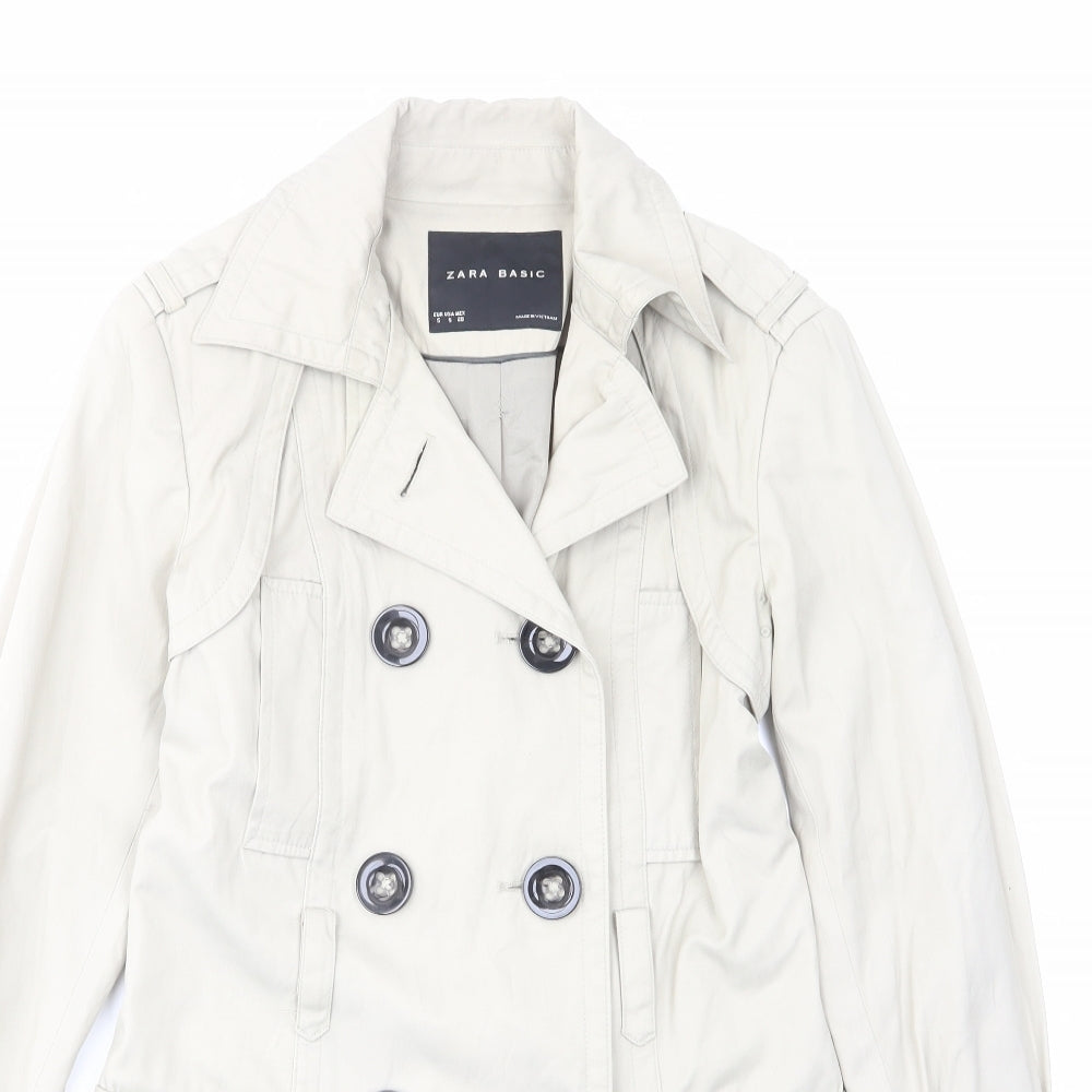 Zara Womens Beige Military Jacket Jacket Size S Button - Pockets