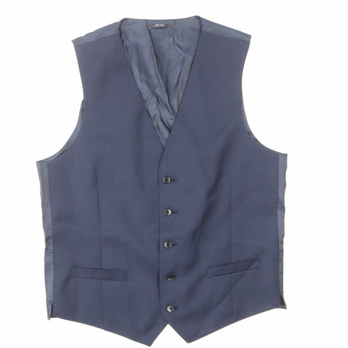 Marks and Spencer Mens Blue Wool Jacket Suit Waistcoat Size 40 Regular