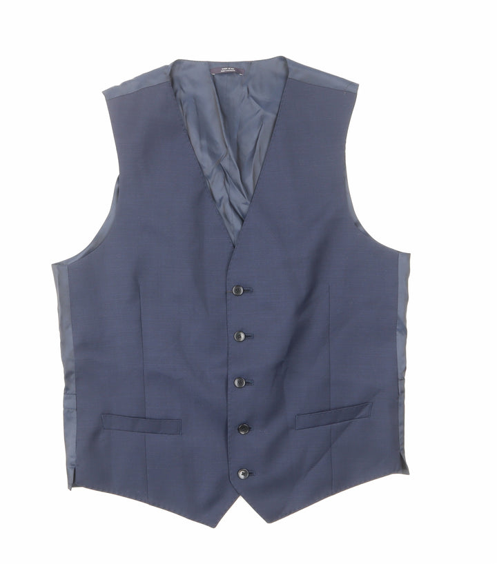 Marks and Spencer Mens Blue Wool Jacket Suit Waistcoat Size 40 Regular