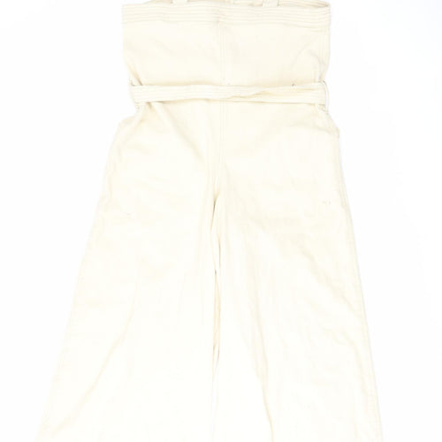 ASOS Womens Ivory Cotton Dungaree One-Piece Size 14 L25 in Button - Belt