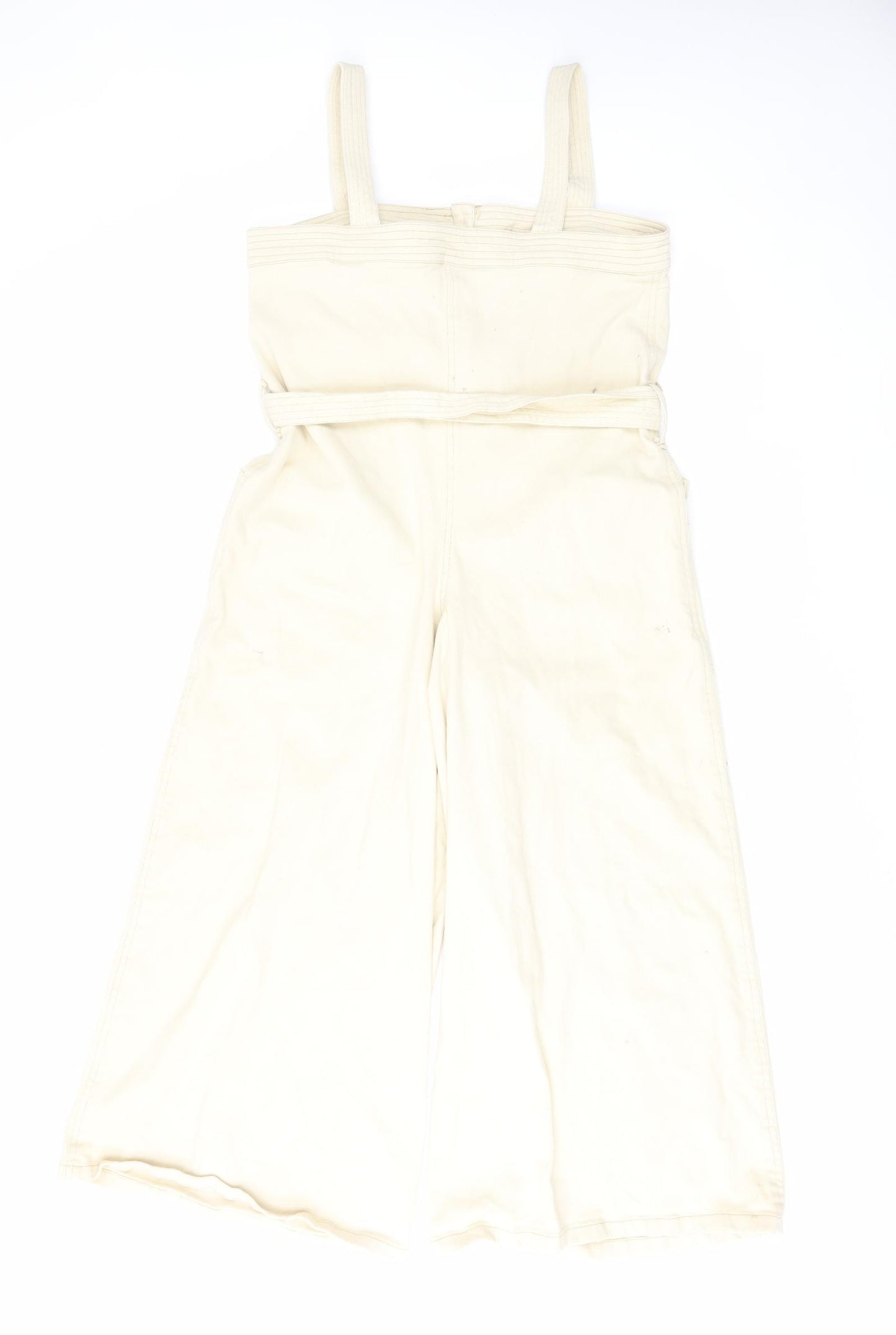 ASOS Womens Ivory Cotton Dungaree One-Piece Size 14 L25 in Button - Belt