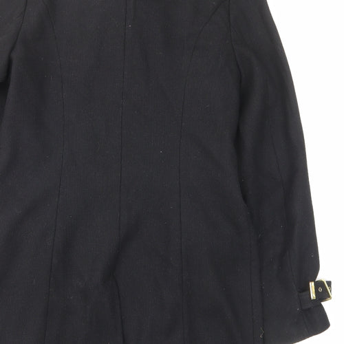 New Look Womens Black Overcoat Coat Size 14 Button - Pockets