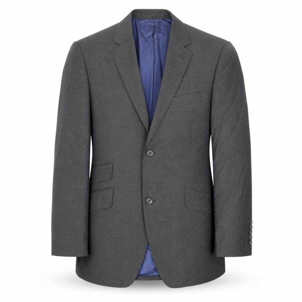 Front view of Skopes men’s grey wool jacket suit jacket, size 40, regular - inside pockets