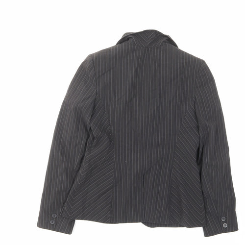 Dorothy Perkins Womens Grey Striped Polyester Jacket Suit Jacket Size 10 - Pockets