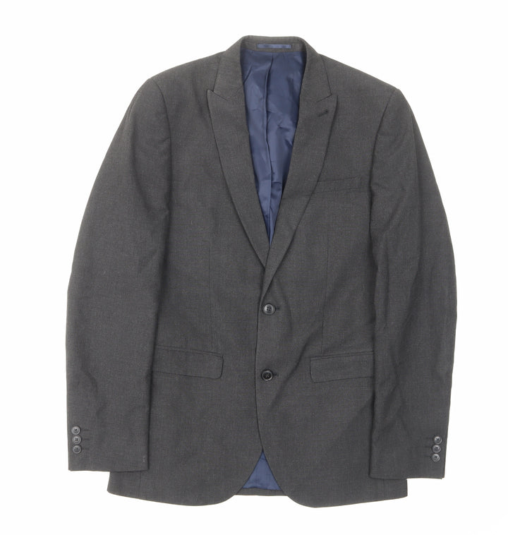 NEXT Mens Grey Wool Jacket Suit Jacket Size 38 Regular - Inside pockets