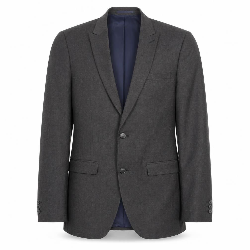 Front view of Next men’s grey wool jacket suit jacket, size 38, regular - inside pockets