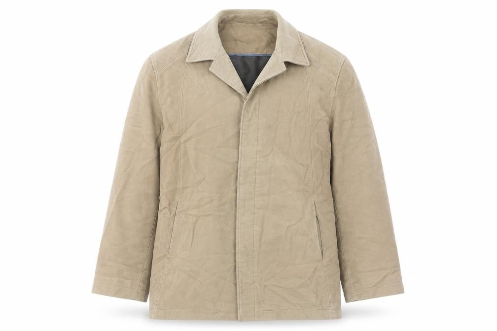 Front view of Next men’s brown jacket, size L, button