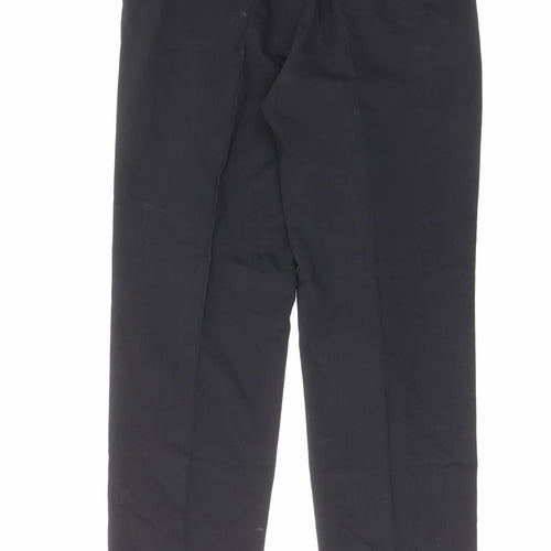 Marks and Spencer Mens Black Wool Trousers Size 34 in L33 in Regular Zip - Pleated, Pockets