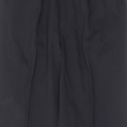 Marks and Spencer Mens Black Wool Trousers Size 34 in L33 in Regular Zip - Pleated, Pockets