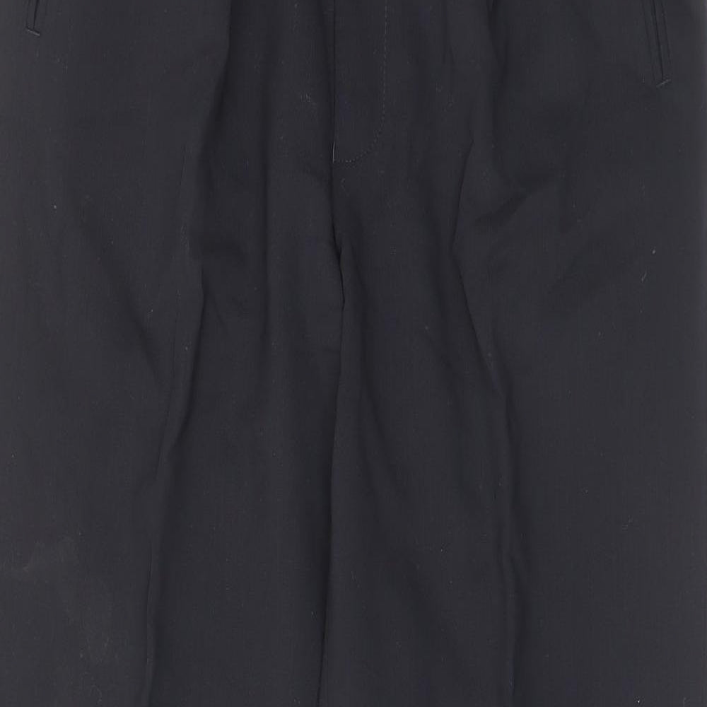 Marks and Spencer Mens Black Wool Trousers Size 34 in L33 in Regular Zip - Pleated, Pockets