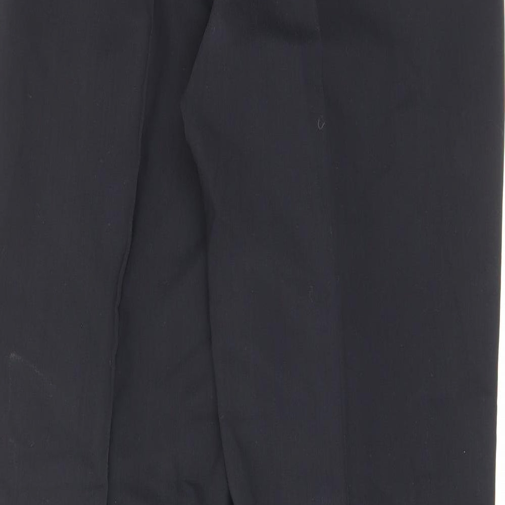 Marks and Spencer Mens Black Wool Trousers Size 34 in L33 in Regular Zip - Pleated, Pockets
