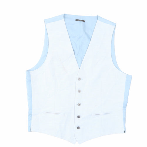 Marks and Spencer Mens Blue Polyester Jacket Suit Waistcoat Size 42 Regular