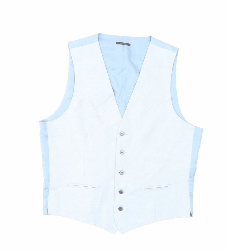Marks and Spencer Mens Blue Polyester Jacket Suit Waistcoat Size 42 Regular