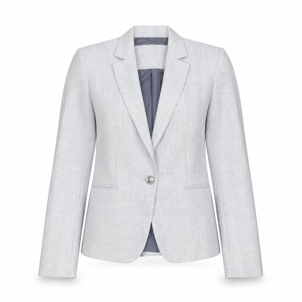 Front view of Zara women’s grey polyester jacket suit jacket, size UK 6
