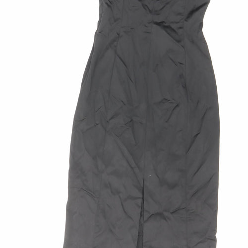 Coast Womens Black Acetate Pencil Dress Size 10 Off the Shoulder Zip - Pleated