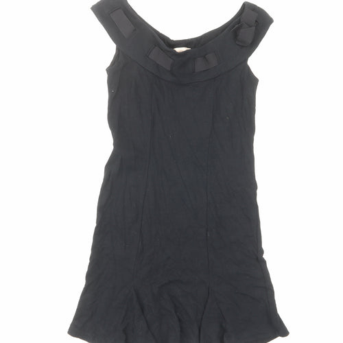 Mango Womens Black Viscose A-Line Size M Off the Shoulder Pullover - Bows