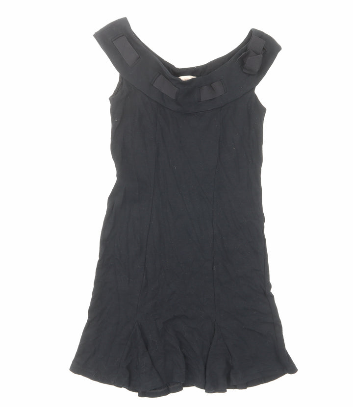 Mango Womens Black Viscose A-Line Size M Off the Shoulder Pullover - Bows
