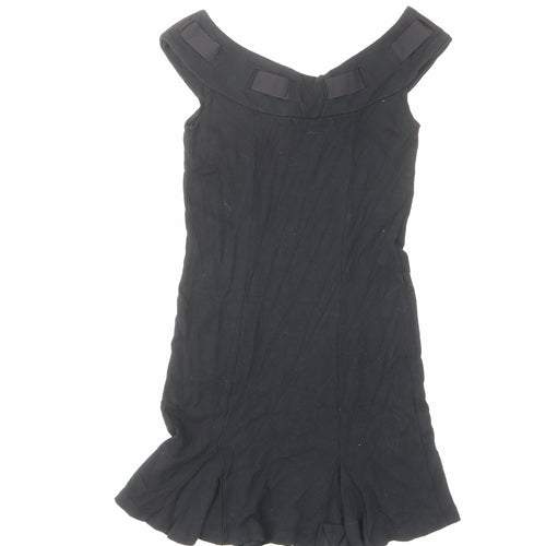 Mango Womens Black Viscose A-Line Size M Off the Shoulder Pullover - Bows