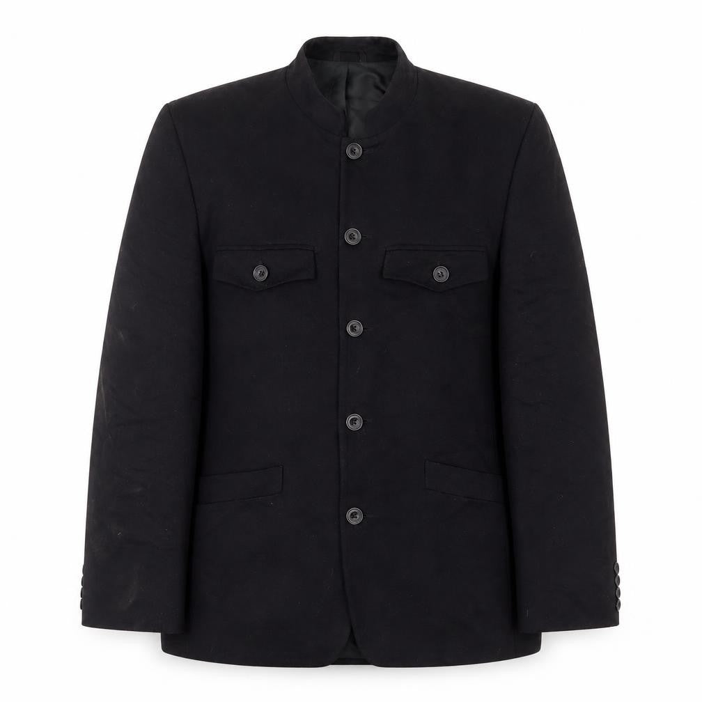Front view of KIIT women’s black jacket, size UK 10, button - pockets