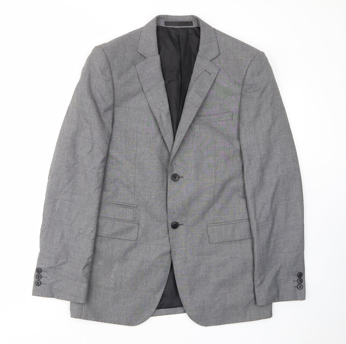 Limited Collection Mens Grey Polyester Jacket Suit Jacket Size 38 Regular - Inside pockets
