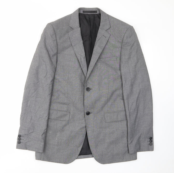 Limited Collection Mens Grey Polyester Jacket Suit Jacket Size 38 Regular - Inside pockets