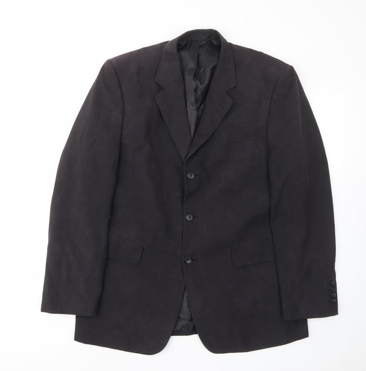 BHS Mens Black Polyester Jacket Suit Jacket Size 42 Regular - Inside pockets