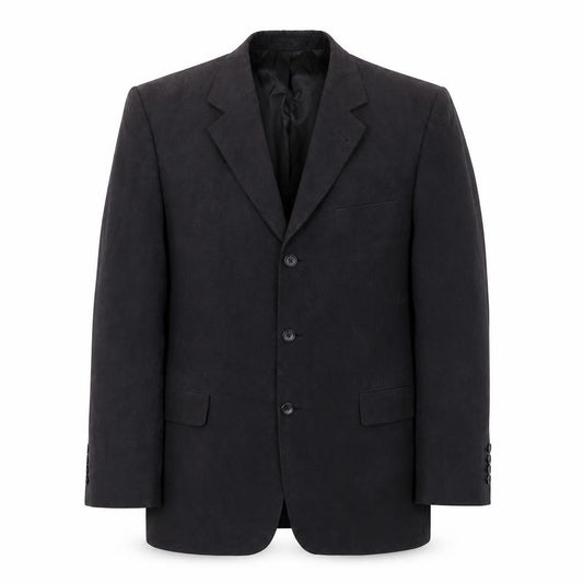 Front view of BHS men’s black polyester jacket suit jacket, size 42, regular - inside pockets