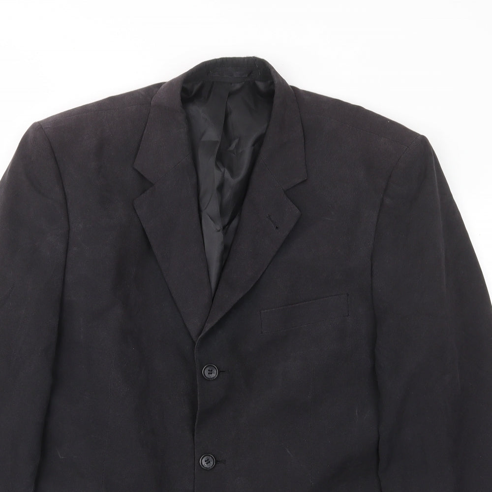 BHS Mens Black Polyester Jacket Suit Jacket Size 42 Regular - Inside pockets