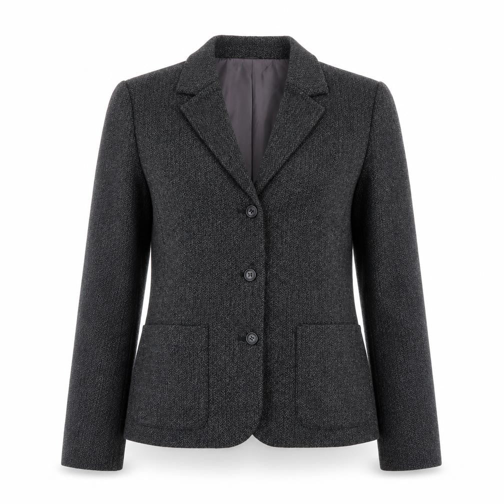 Front view of Next women’s grey jacket blazer, size UK 10, button - pockets