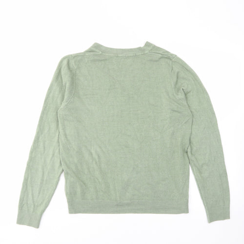 Marks and Spencer Womens Green V-Neck Acrylic Pullover Jumper Size M