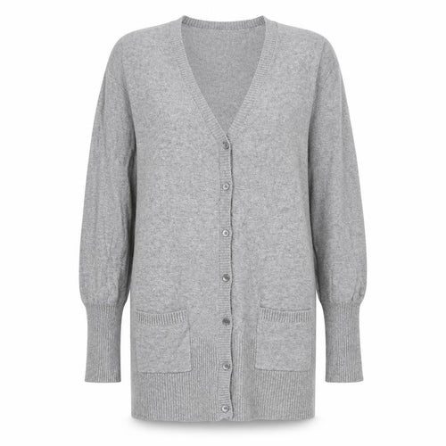 Vackyoy Womens Grey V-Neck Viscose Cardigan Jumper Size L - Pockets