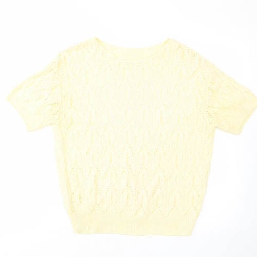 St Michael Womens Yellow Crew Neck Acrylic Pullover Jumper Size 12