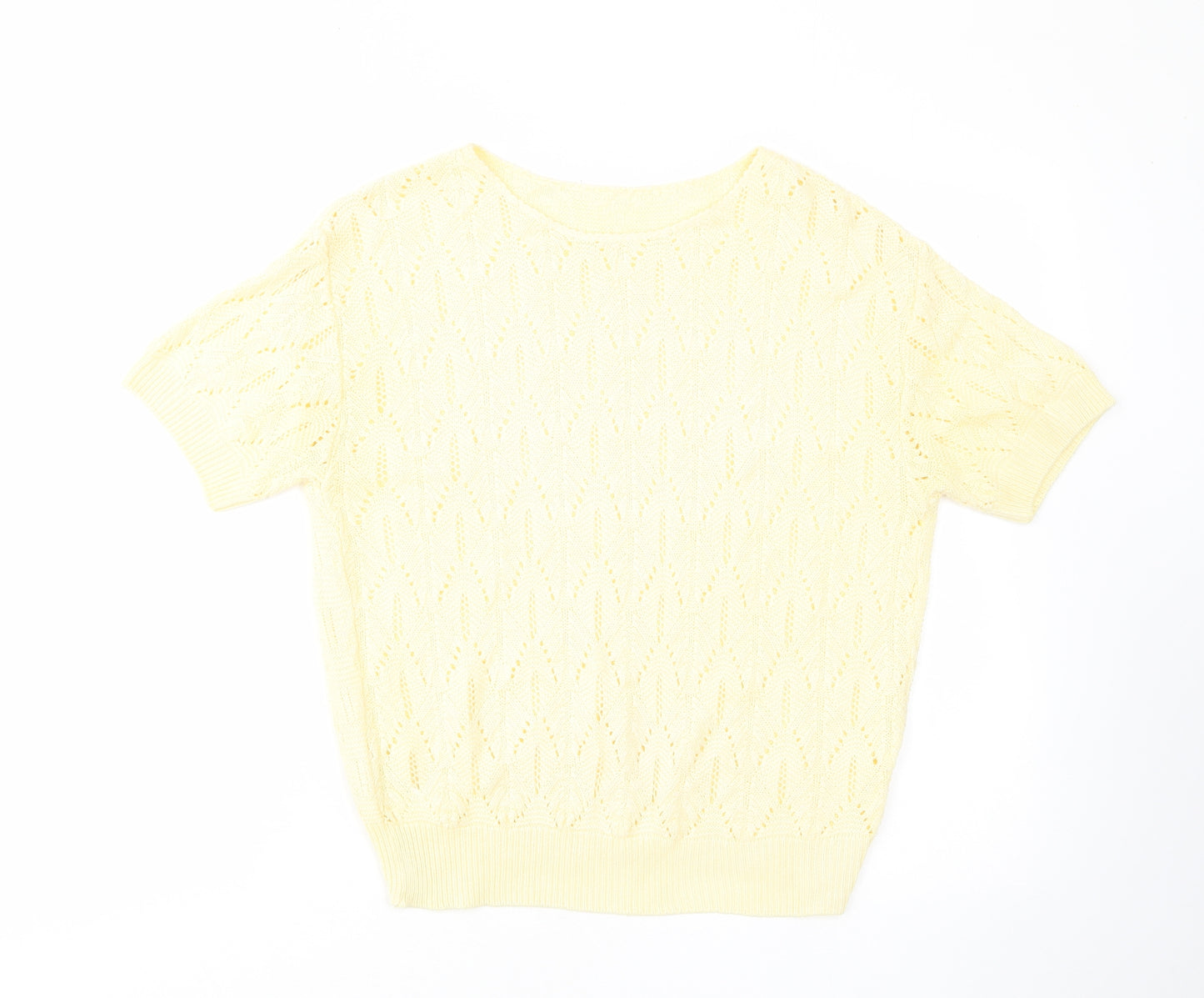 St Michael Womens Yellow Crew Neck Acrylic Pullover Jumper Size 12
