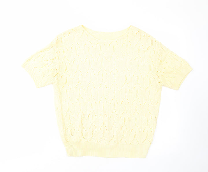 St Michael Womens Yellow Crew Neck Acrylic Pullover Jumper Size 12