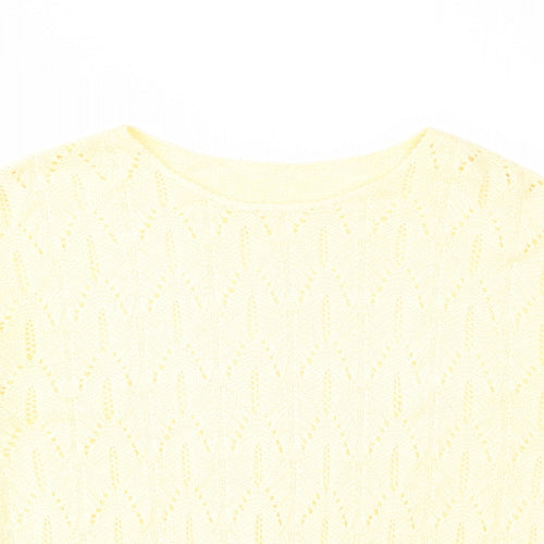 St Michael Womens Yellow Crew Neck Acrylic Pullover Jumper Size 12
