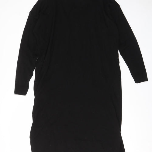Yours Womens Black Acrylic Jumper Dress Size 14 Collared Pullover - 14-16