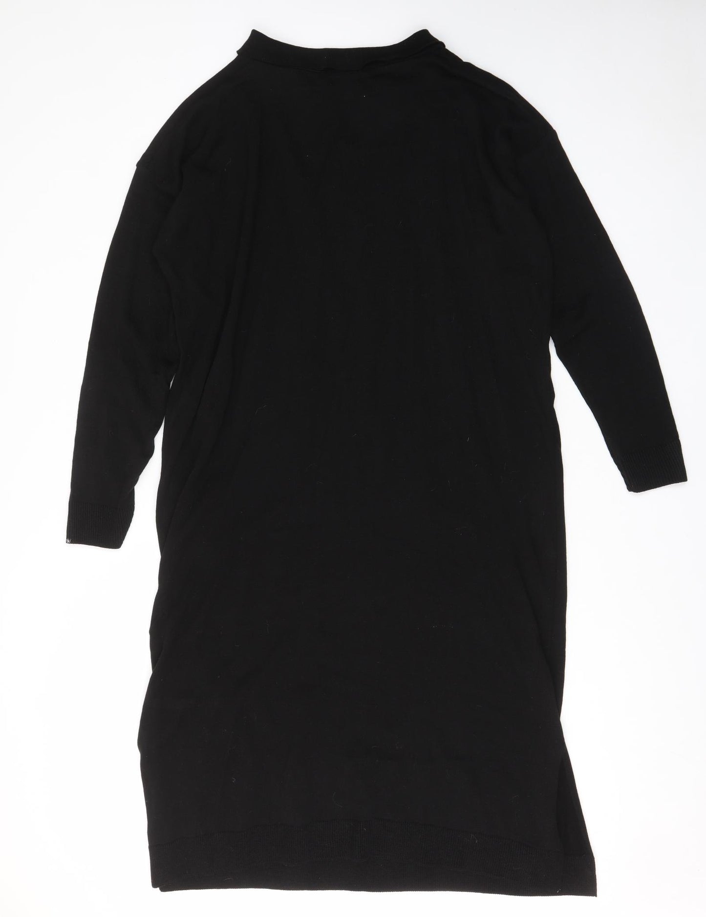 Yours Womens Black Acrylic Jumper Dress Size 14 Collared Pullover - 14-16