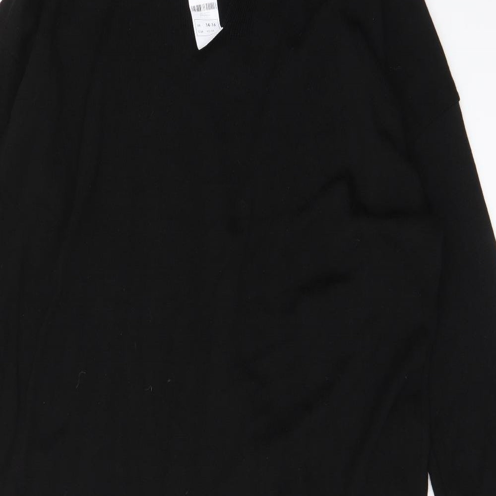 Yours Womens Black Acrylic Jumper Dress Size 14 Collared Pullover - 14-16